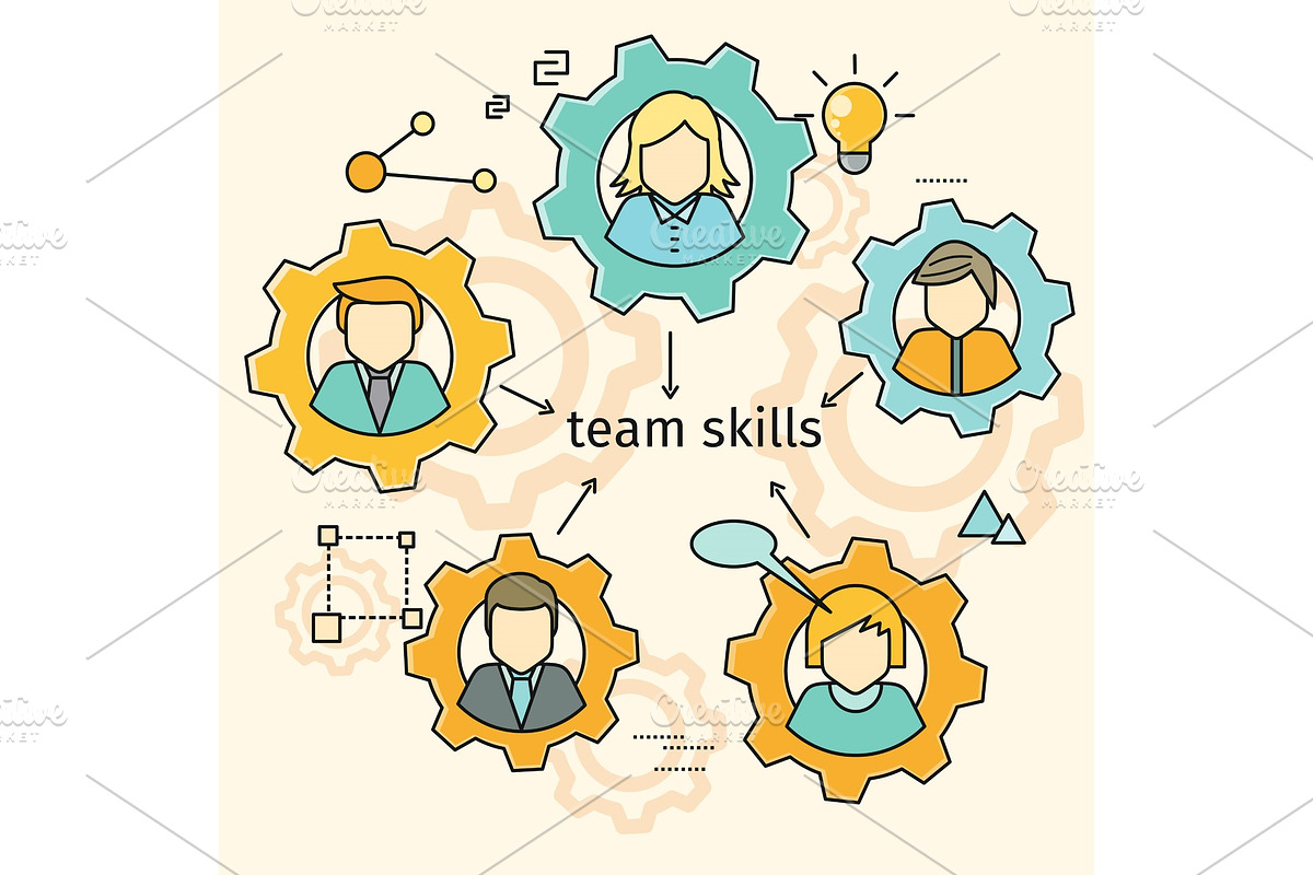 Team Skills Banner. Avatar in Gear. in Illustrations - product preview 8