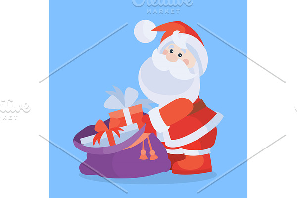 Santa Claus with Sack Full of Gifts