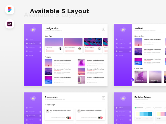 5 Page Dashboard Pallete in App Templates - product preview 1