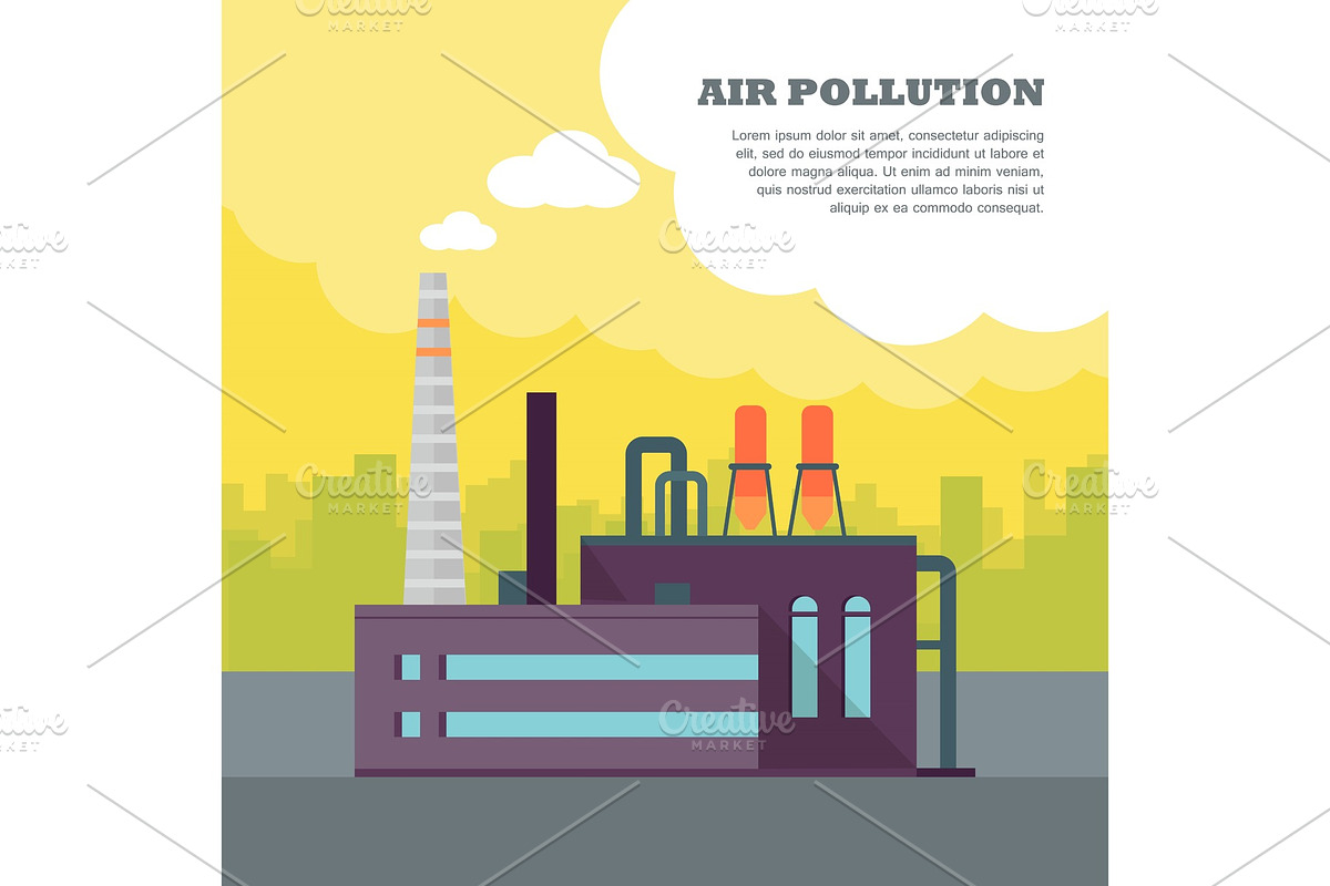 Air Pollution Banner. Factory with in Illustrations - product preview 8