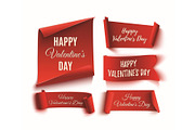 Set of five red, Happy Valentines