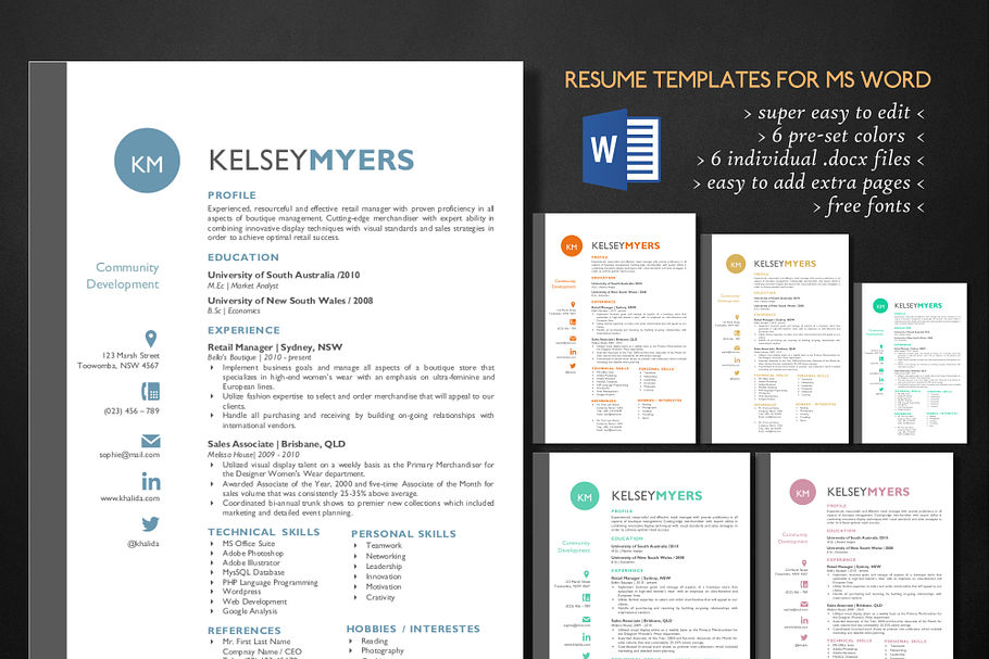 Clean simple 3 in 1 Word resume in Resume Templates - product preview 8