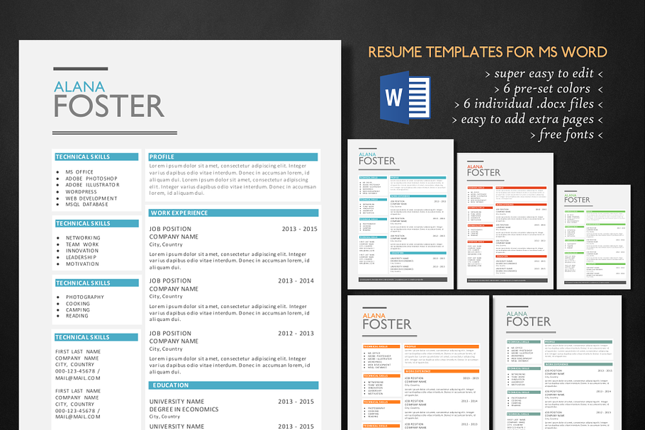 Clean simple 2 in 1 Word resume in Resume Templates - product preview 8
