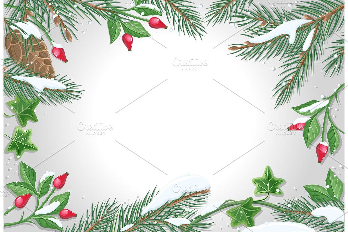 Vector Frame with Pine Tree in Objects - product preview 8