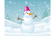 Snowman in Pink Bucket on Christmas
