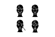 Neurotoxin injection glyph icons set