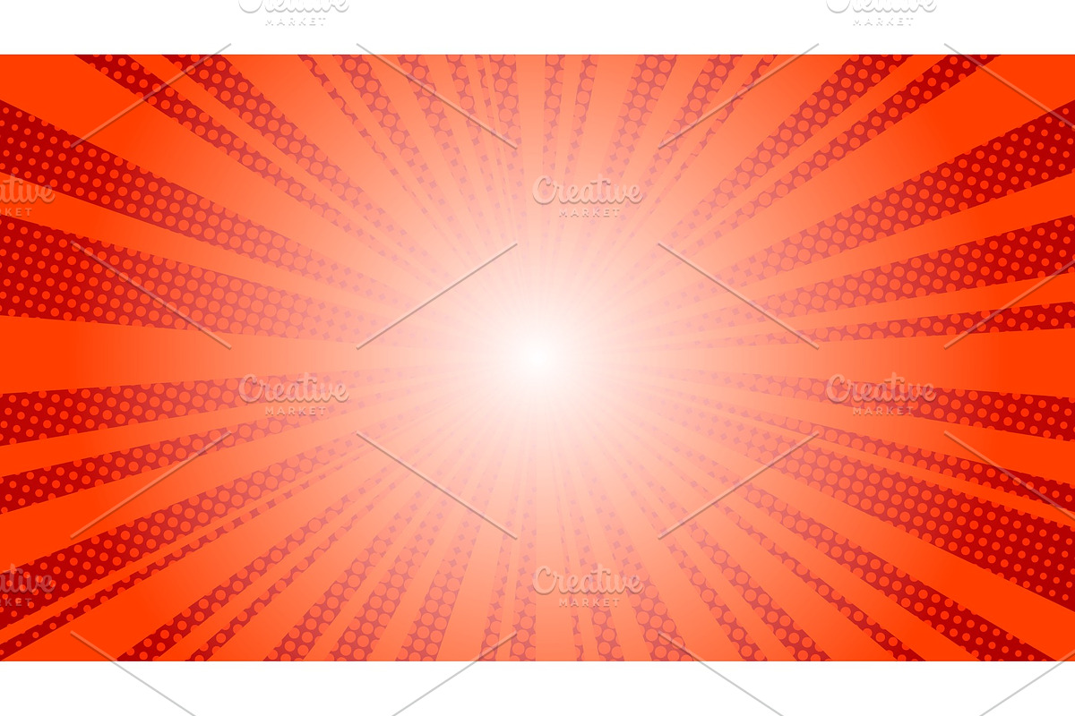 Comic red sun rays background in Illustrations - product preview 8