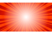Comic red sun rays background