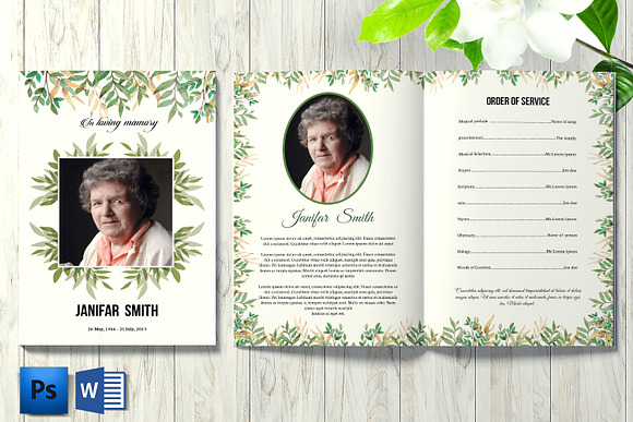 Funeral Program Template - V846 in Brochure Templates - product preview 1