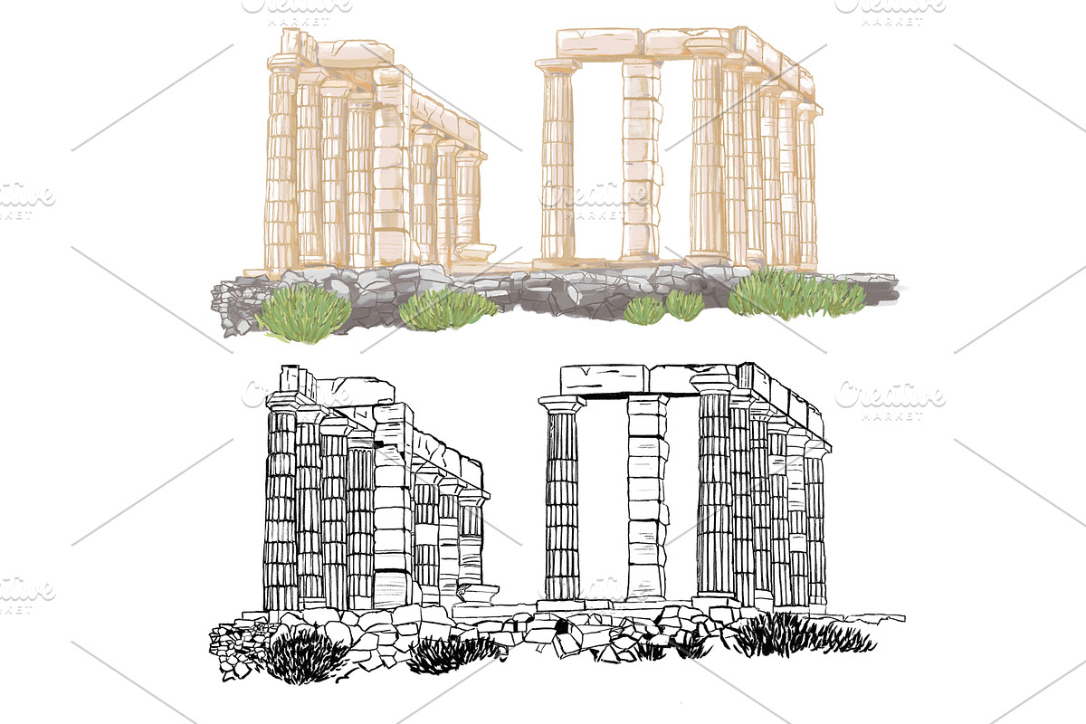 Temple of Poseidon. in Illustrations - product preview 8