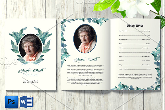 Funeral Program Template - V847 in Brochure Templates - product preview 1