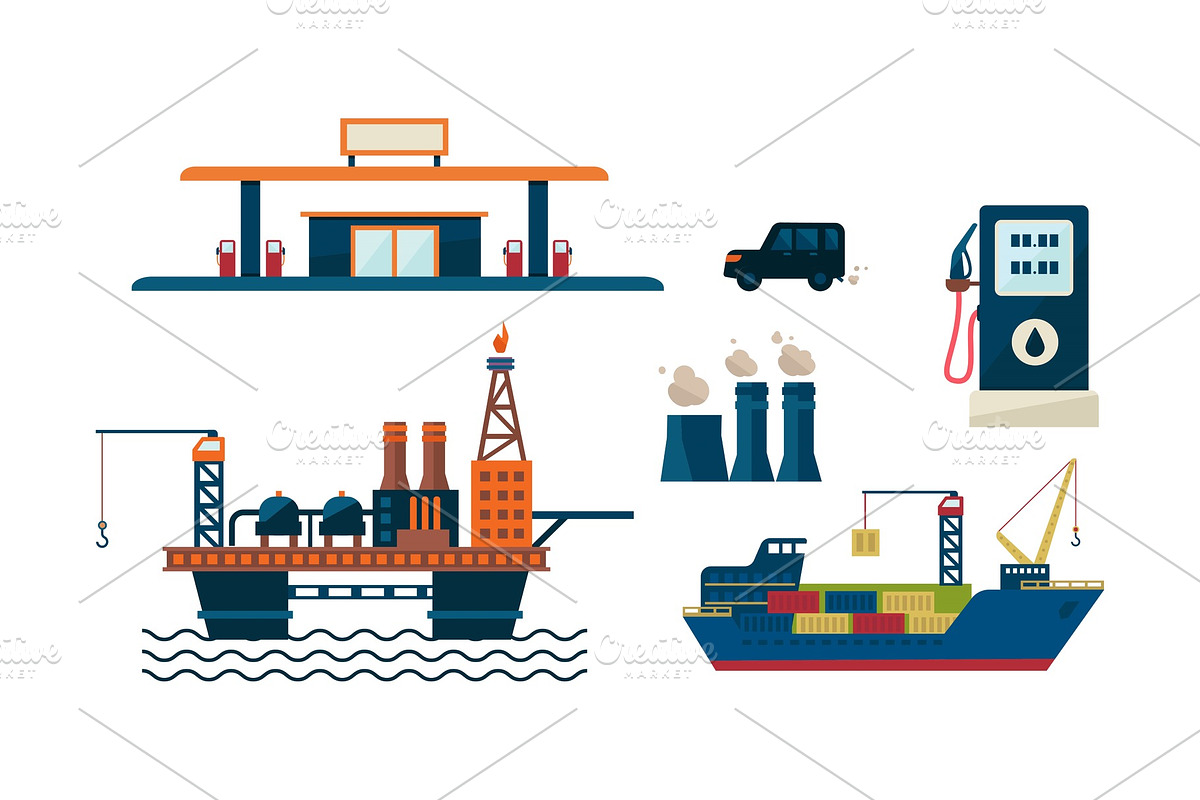 Oil industry business concept. Flat in Illustrations - product preview 8
