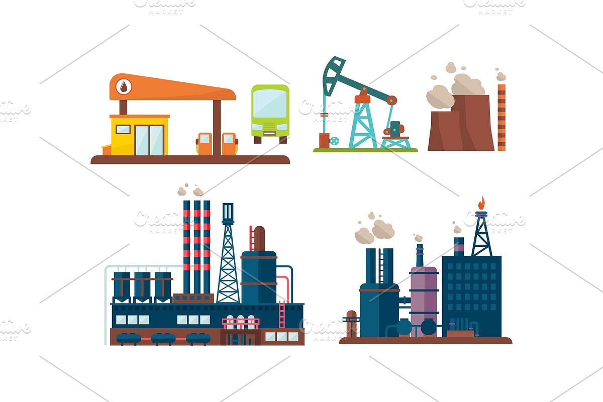 Flat vector set of oil industry in Illustrations - product preview 8