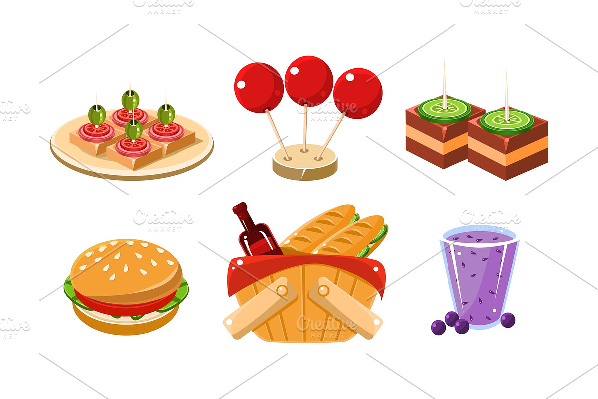Flat vector set of food and drink in Illustrations - product preview 8