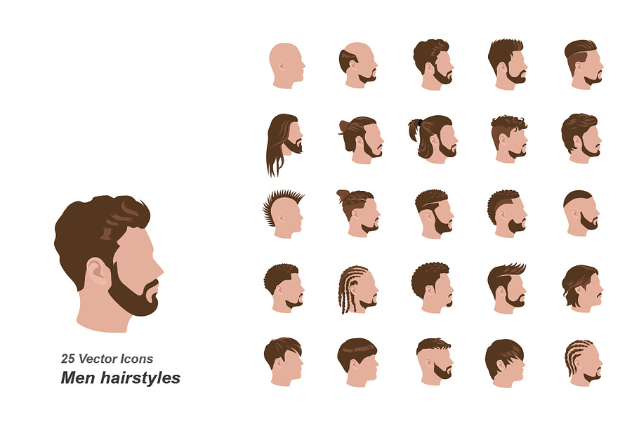 Men hairstyles vector icons