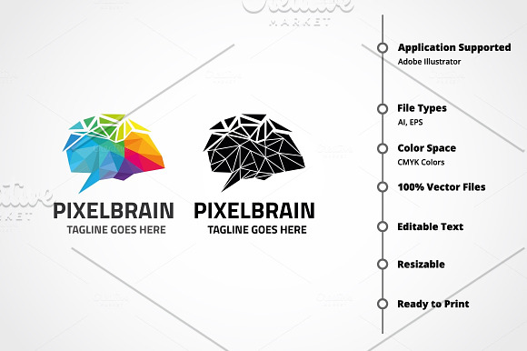 Pixel Brain Logo in Logo Templates - product preview 6