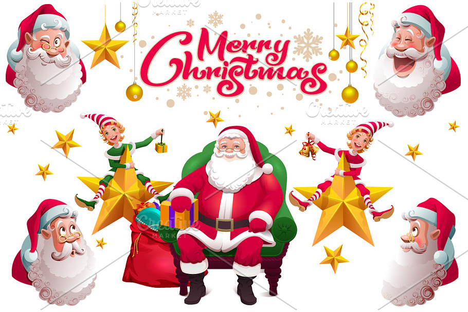 Santa Claus head. Merry Christmas in Illustrations - product preview 8