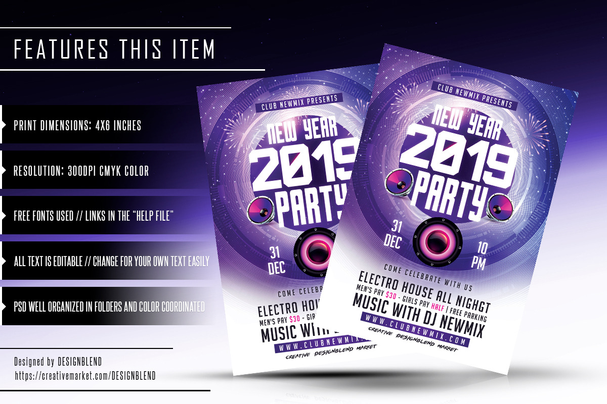 New Year 2019 Party in Flyer Templates - product preview 8