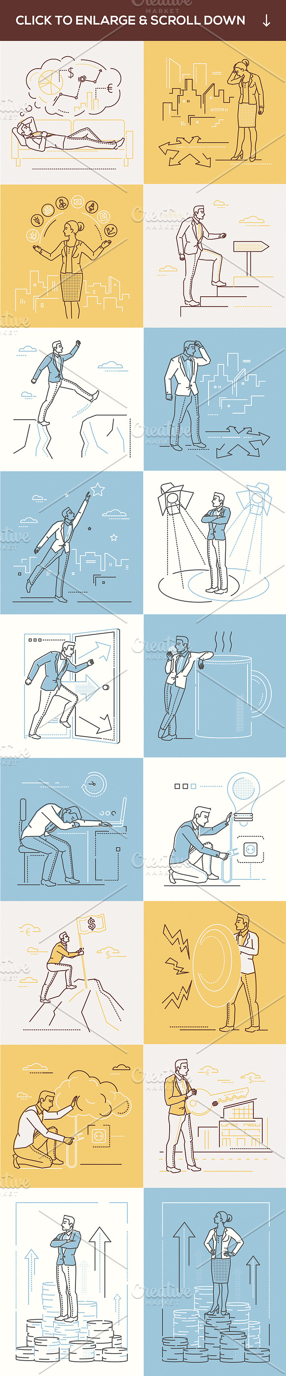 Set of business people in line style in Illustrations - product preview 3