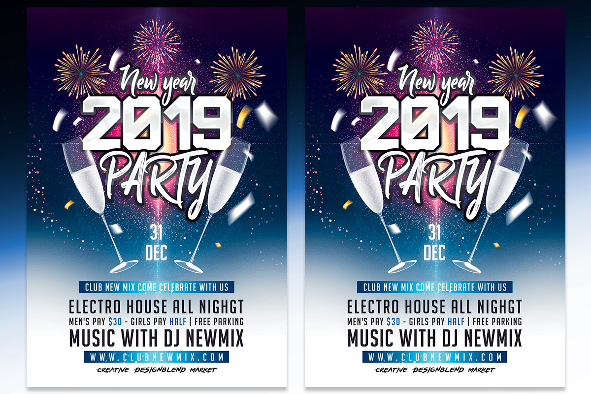 New Year 2019 Party in Flyer Templates - product preview 8