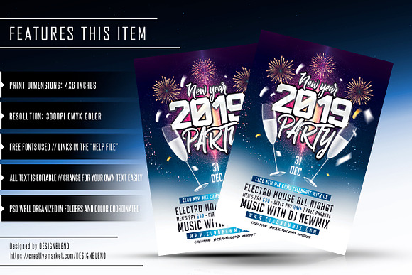 New Year 2019 Party in Flyer Templates - product preview 1