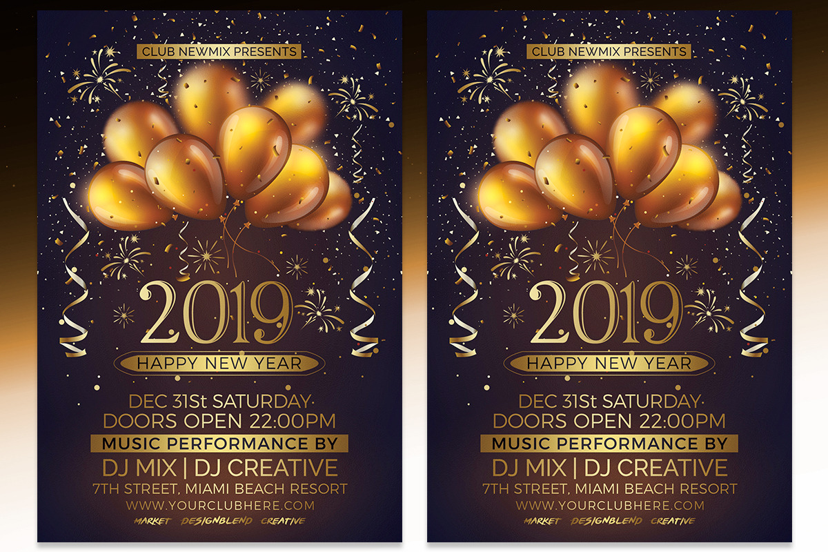 Happy New Year 2019 Party in Flyer Templates - product preview 8