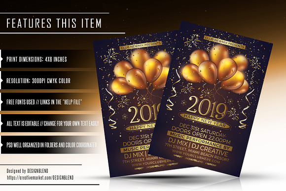 Happy New Year 2019 Party in Flyer Templates - product preview 1