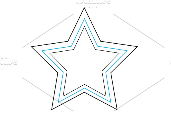 Star icon blue and black outlines