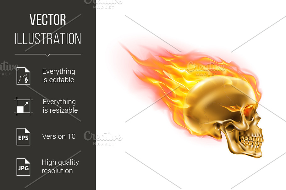 Skull on Fire in Graphics - product preview 8