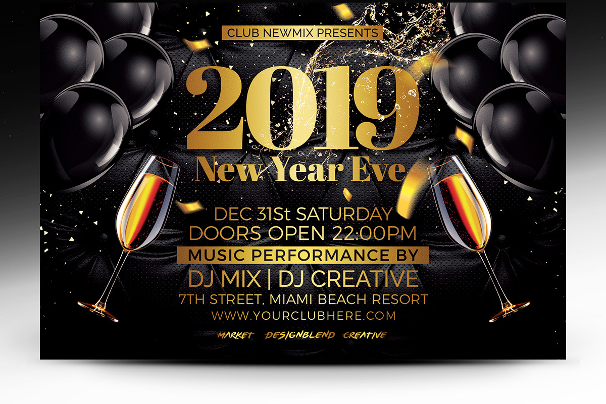 New Year 2019 Party Flyer - PSD in Flyer Templates - product preview 8