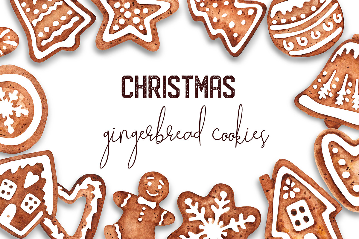 Watercolor Christmas Gingerbreads  in Illustrations - product preview 8