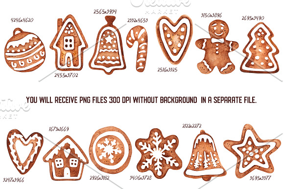 Watercolor Christmas Gingerbreads  in Illustrations - product preview 1