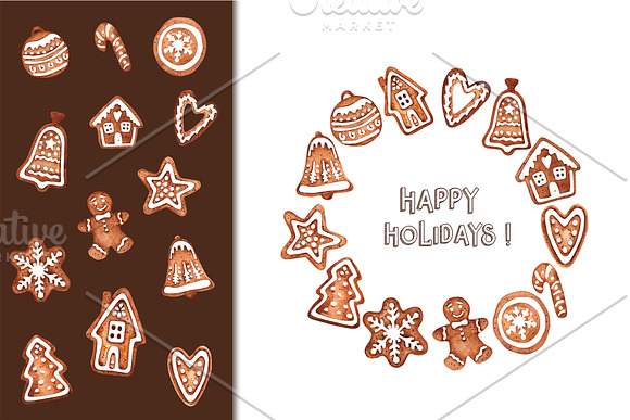 Watercolor Christmas Gingerbreads  in Illustrations - product preview 2