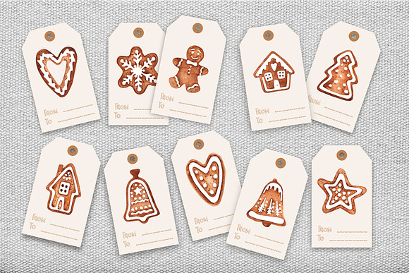 Watercolor Christmas Gingerbreads  in Illustrations - product preview 3