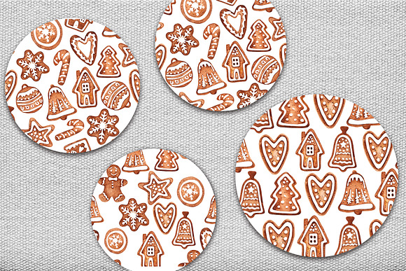 Watercolor Christmas Gingerbreads  in Illustrations - product preview 5