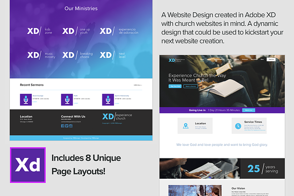 Adobe XD Experience Church Web Kit in UI Kits and Libraries - product preview 1