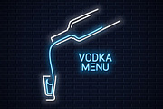 Vodka bottle neon logo. 