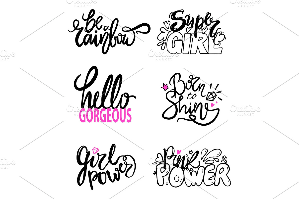 Girlish Graffiti Signs Vector in Illustrations - product preview 8