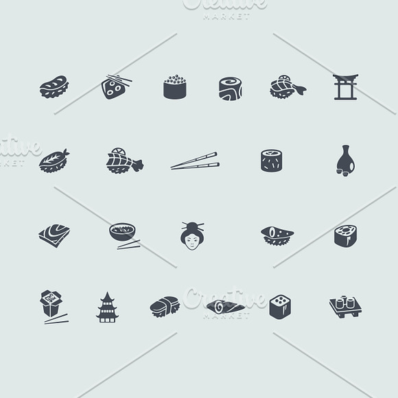 22 sushi icons in Japanese Icons - product preview 1