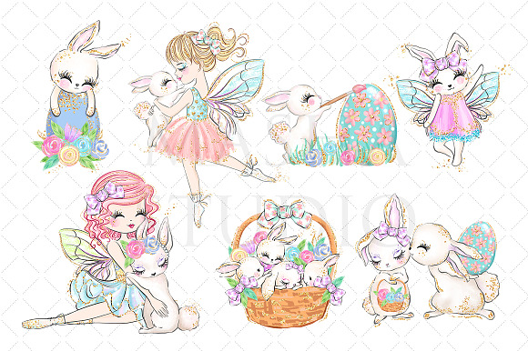 FUZZY EASTER FAIRY Clipart in Illustrations - product preview 1