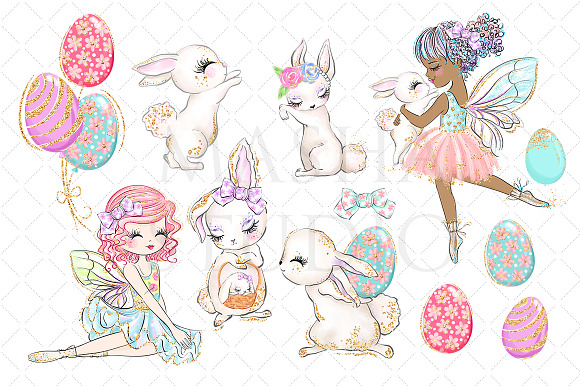 FUZZY EASTER FAIRY Clipart in Illustrations - product preview 3