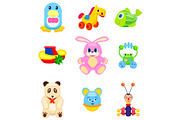 Cute Soft and Plastic Toys Isolated
