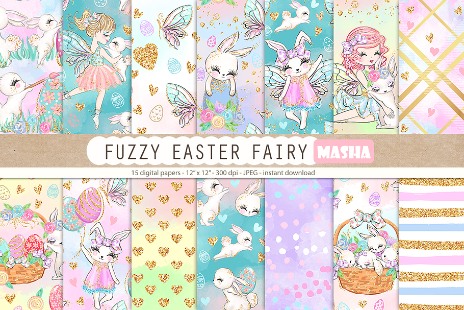 FUZZY EASTER FAIRY digital papers in Patterns - product preview 8