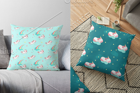 Unicorn cartoon set and patterns in Illustrations - product preview 4