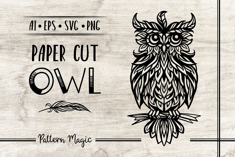 Paper cut owl in Illustrations - product preview 8