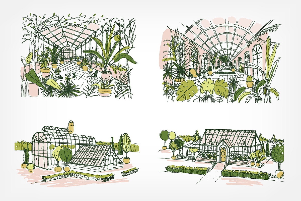 Greenhouse illustration set in Illustrations - product preview 8