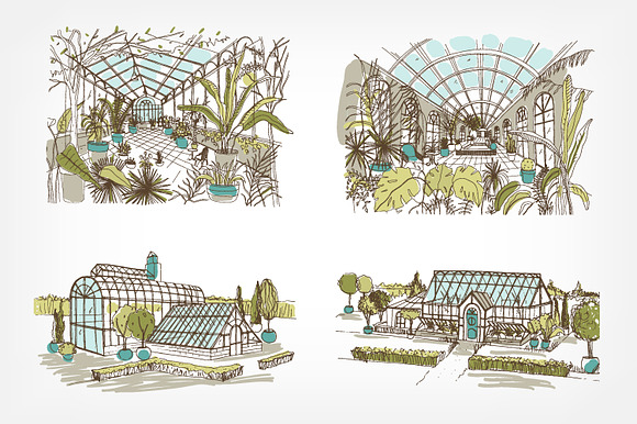 Greenhouse illustration set in Illustrations - product preview 1