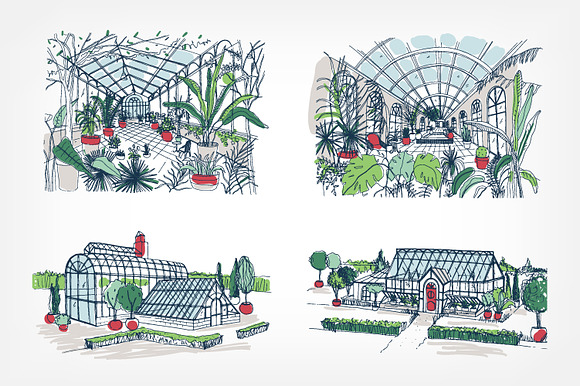 Greenhouse illustration set in Illustrations - product preview 2
