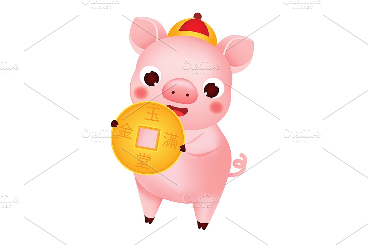 Chinese new year pig with coin in Icons - product preview 8