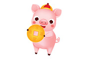 Chinese new year pig with coin